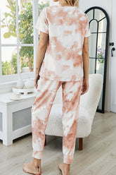 Tie-Dye Rundhals Kurzarm Top Hose Lounge Set